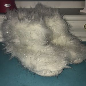 Furry white slippers